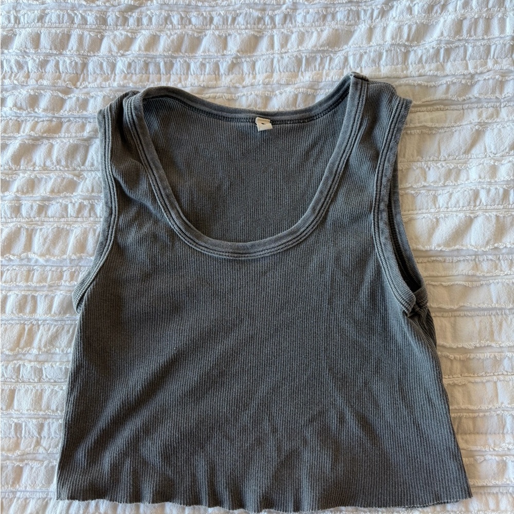 Elwood Malibu Cropped Tank- Aged Gray Rib S